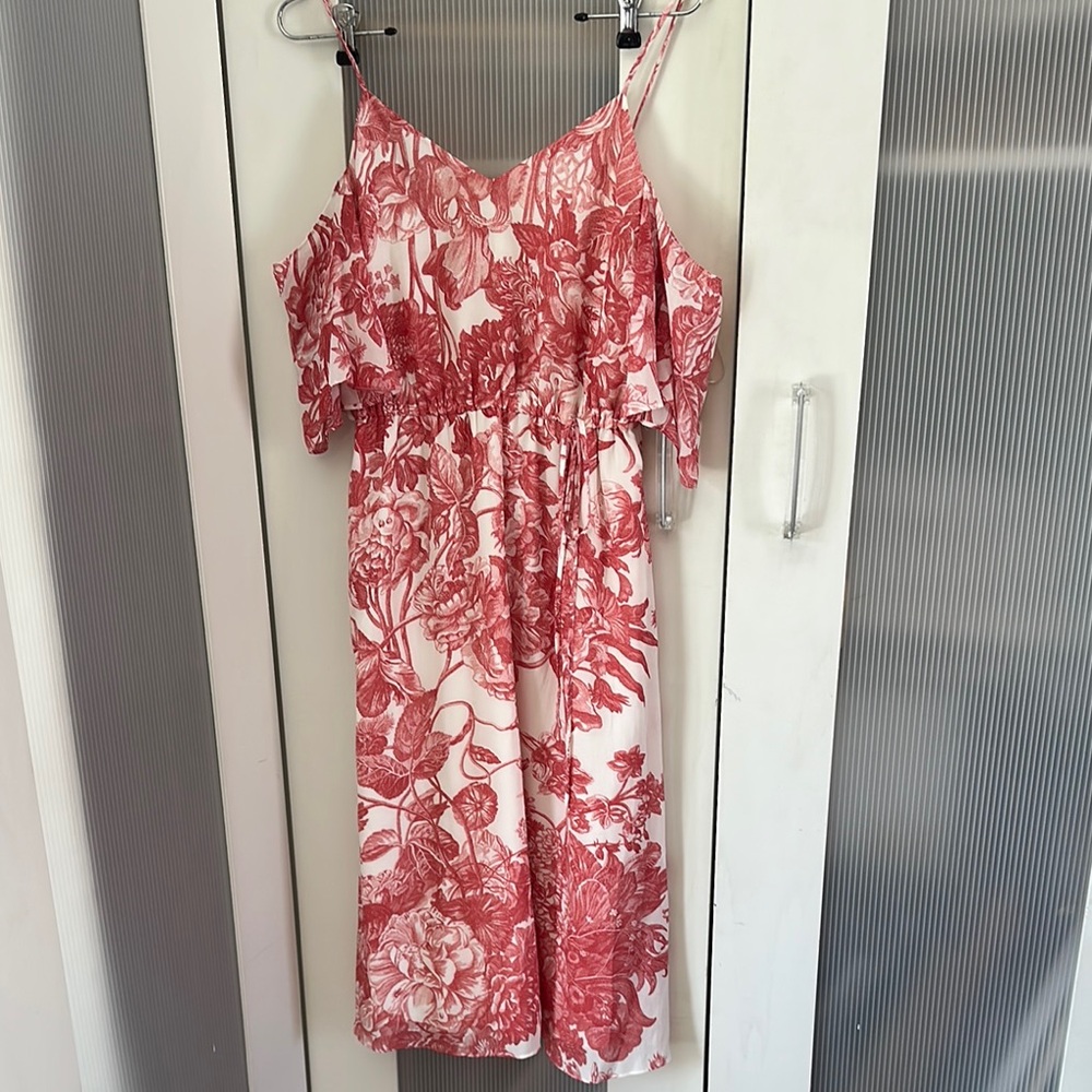 LOFT Midi floral red/white Sundress